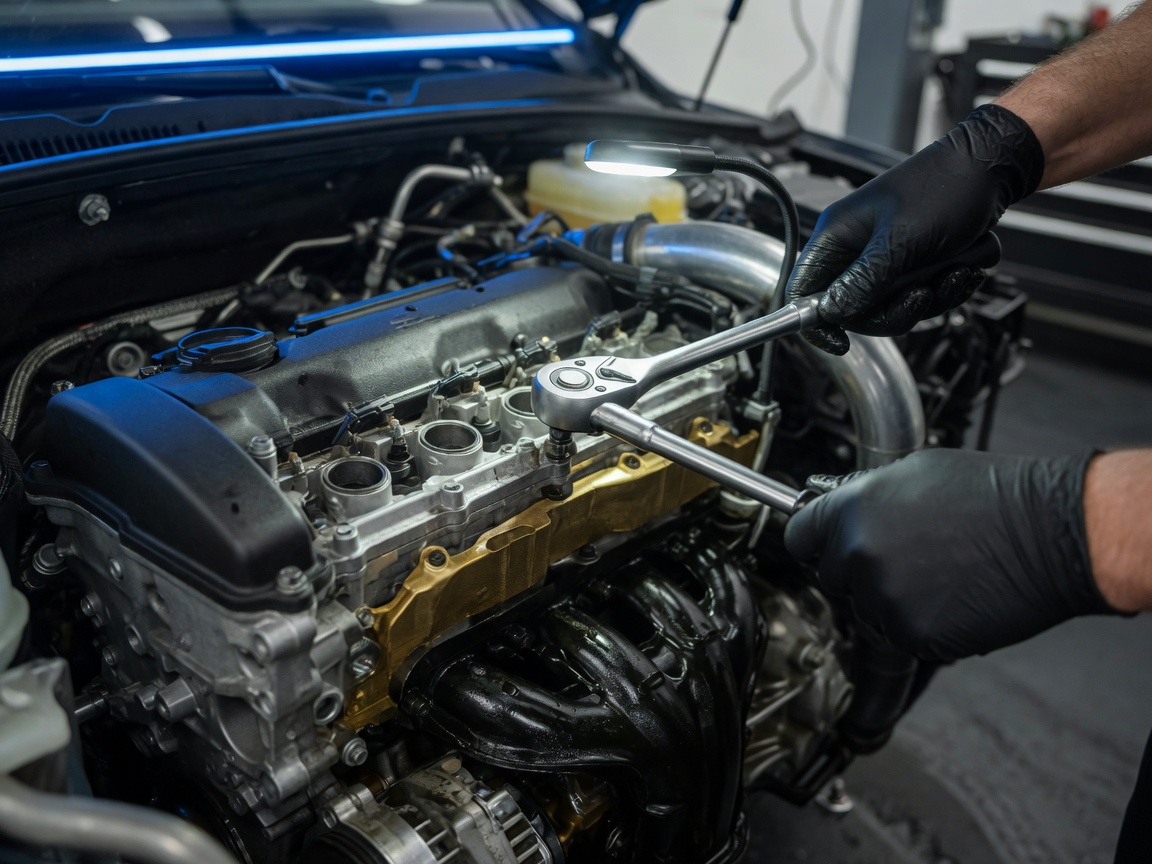 Präzise Servicearbeit am Motor