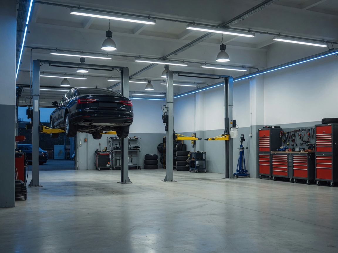 Werkstattinnenraum mit Hebebühnen